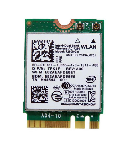 TFK1F - Dell Wireless-AC 7260 Dual-Band PCIe Wi-Fi Bluetooth Network Card