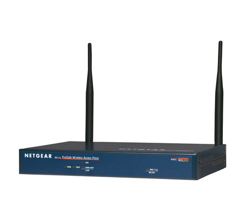 WG302v1 - Netgear ProSafe WG302 v1 802.11g 2.4GHz 108Mbit/s 1 x Port RJ-45 PoE 10/100Base-TX 2 x 5-dbi Detachable Antennas Wireless Access Point