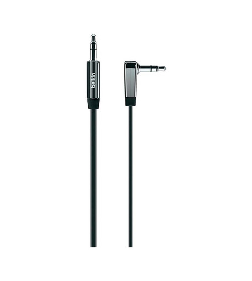 Belkin 3.5mm 0.9m Flat Right Angle Aux Cable in Black for Audio Devices