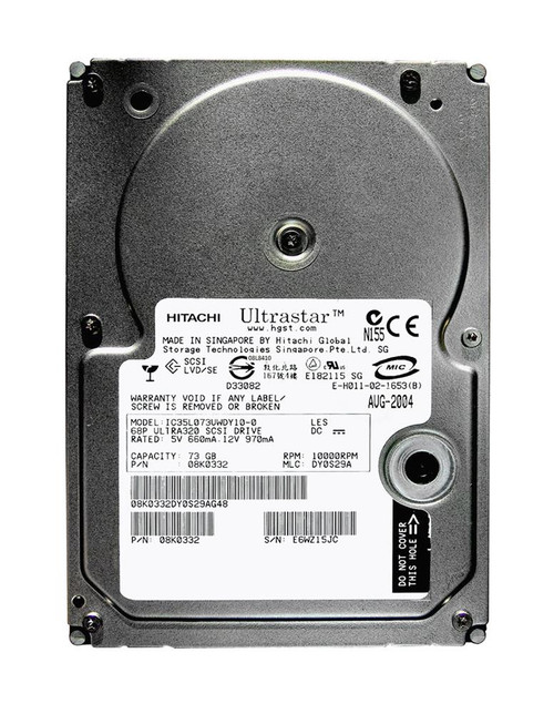 08K0332 - IBM 73.4GB 10000RPM Ultra-320 SCSI 3.5" HDD