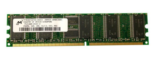 MT9VDDT3272G-265C3 - Micron Technology 256MB DDR-266MHz PC2100 ECC Registered CL2.5 184-Pin DIMM 2.5V Single Rank Memory Module
