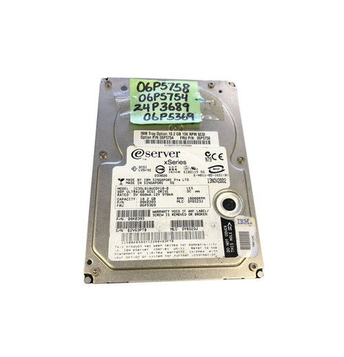 08K0393 IBM 18GB 10000RPM Ultra 160 SCSI 3.5 4MB Cache Hot Swap Hard Drive