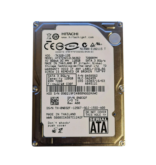 Hitachi Travelstar 7K320 120GB 7200RPM SATA 3Gb/s 2.5 Hard Drive for ProLiant DL360p Gen8 Servers