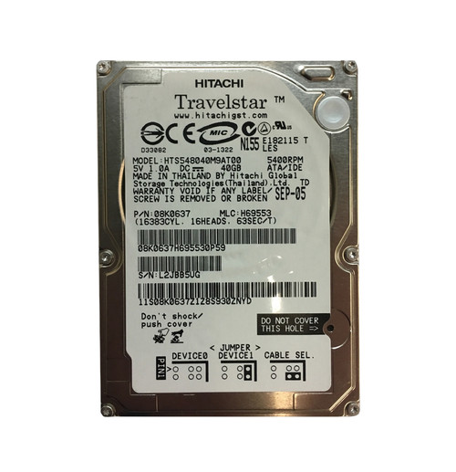 08K0637 - Hitachi 40GB 5400RPM IDE ATA-100 8MB 2.5" HDD