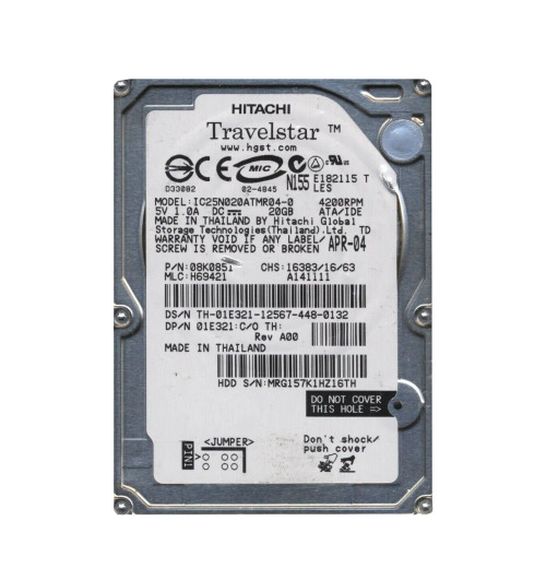 08K0851 - Hitachi 20GB 4200RPM IDE/ATA 2.5" 2MB HDD