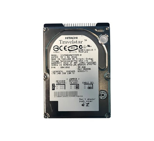 08K1092 - IBM 40GB 5400RPM ATA-100 2.5" HDD