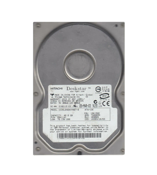 08K1141 - Hitachi 40GB 7200RPM IDE/ATA 2MB 3.5" HDD
