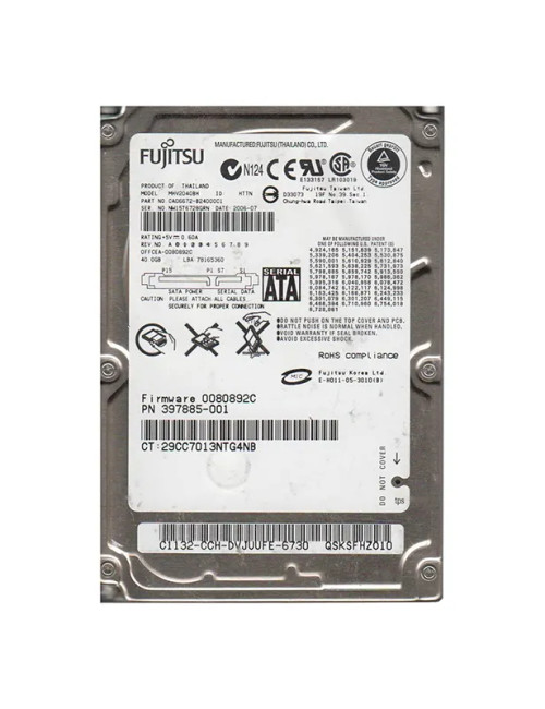 397885-001 - HP 40GB 5400RPM SATA 1.5Gb/s 2.5" HDD