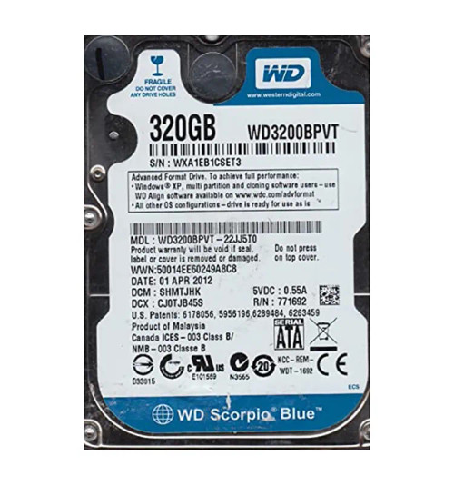 WD3200BPVT - WESTERN DIGITAL 320GB 5400RPM SATA 3Gb/s HDD