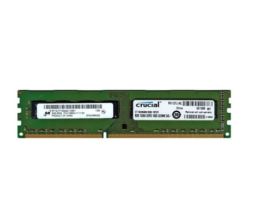MT16JTF1G64AZ-1G6K1 - Micron 8GB DDR3-1600MHz PC3-12800 Non-ECC Unbuffered CL11 240-Pin UDIMM 1.5V Dual Rank Memory Module