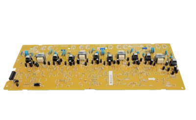 HP Paper Feed PC Board Assembly RM1-3569-030CN for Color LaserJet CM6030 / CP6015X printers, mounted in a printer.