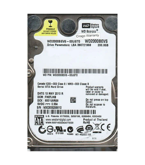 WD2000BEVS-00UST0 - Western Digital 200GB 5400RPM SATA 8MB 2.5" HDD