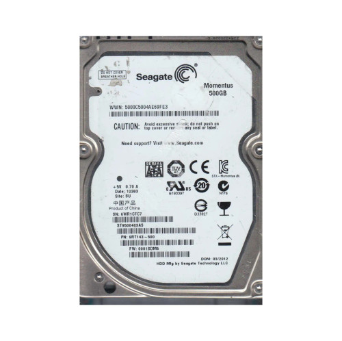 9RT143-500 - Seagate 500GB 7200RPM SATA 16MB 2.5" HDD