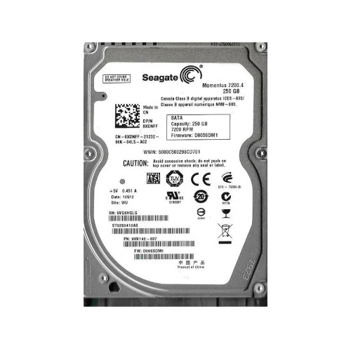 9HV142-037 - Seagate 250GB 7200RPM SATA 3Gb/s 2.5" HDD