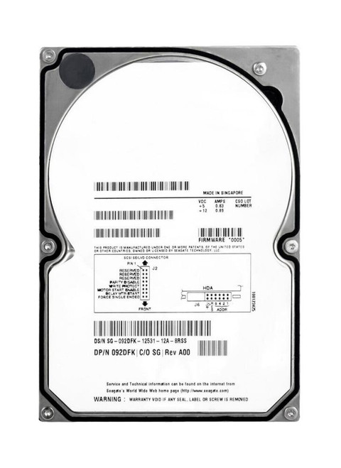 092DFK - Dell 18.4GB 10000RPM Ultra160 SCSI 3.5" HDD