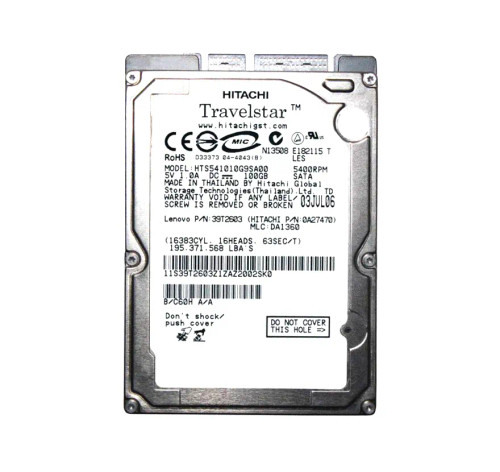 HTS541010G9SA00 - Hitachi 100GB 5400RPM SATA 2.5" 8MB HDD