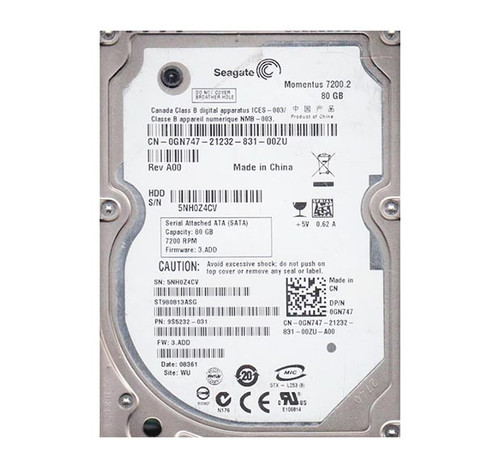 ST980813ASG - Seagate Momentus 80GB 7200RPM SATA 3Gb/s 2.5-inch Hard Drive