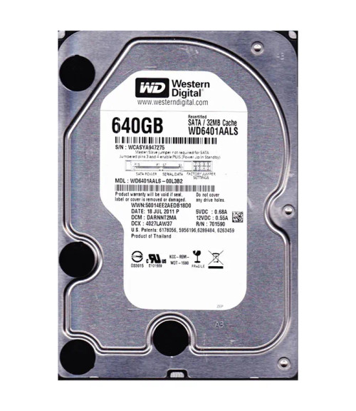 WD6401AALS-00L3B2 - WESTERN DIGITAL 640GB 7200RPM SATA 3Gb/s HDD