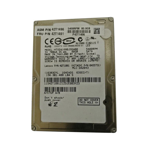 42T1081 - Lenovo 80GB 5400RPM SATA 2.5" HDD