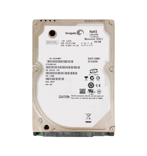 9S513E-070 - Seagate 100GB SATA 3Gb/s 7200RPM 2.5" HDD