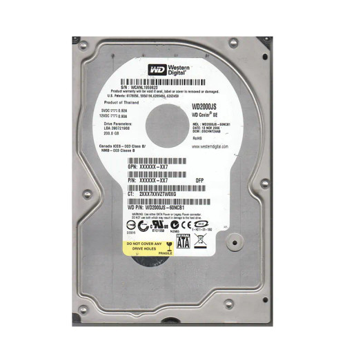 WD2000JS-60NCB1 - Western Digital 200GB 7200RPM SATA 3Gb/s 8MB 3.5" HDD
