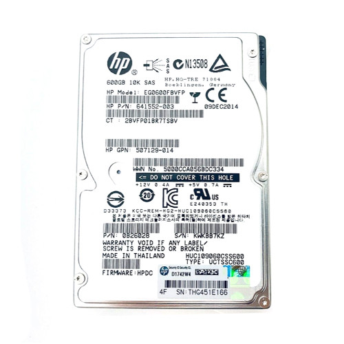 EG0600FBVFP-1 - HP 600GB 10K RPM SAS 6Gb/s 2.5" HDD