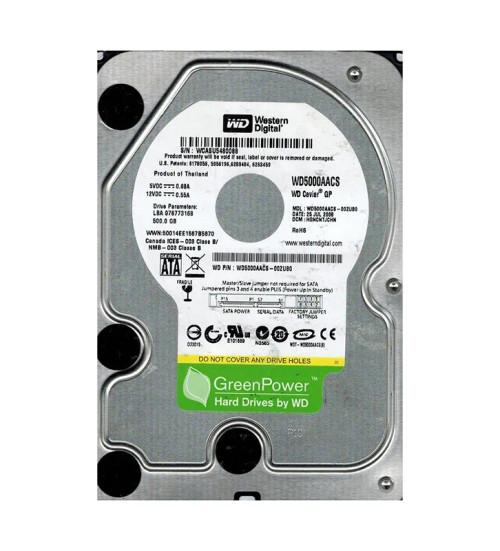 WD5000AACS-00ZUB0 - Western Digital 500GB 7200RPM SATA 3.5" 16MB HDD