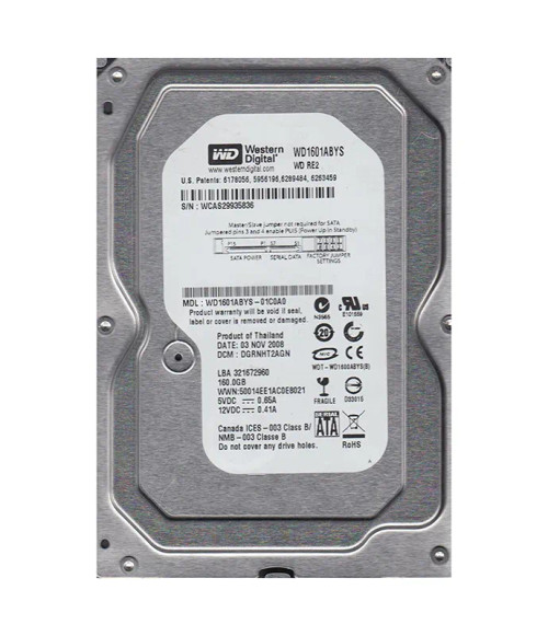 WD1601ABYS-01C0A0 - Western Digital 160GB 7200RPM SATA 3.5-Inch HDD