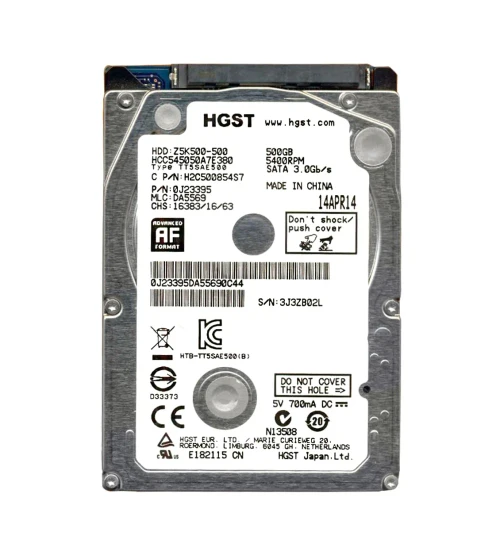 HCC545050A7E380 - HGST 500GB 5400RPM SATA 8MB 2.5" HDD