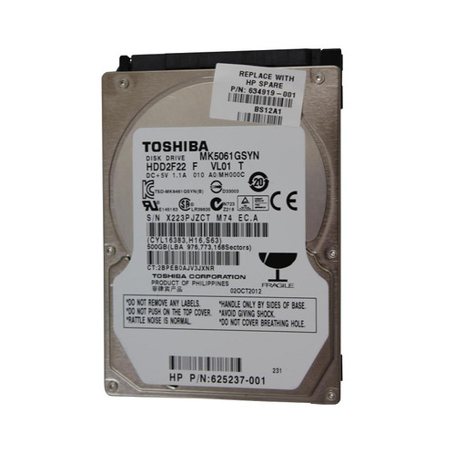 634919-001 - HP 500GB 7200RPM SATA 3Gb/s 16MB Cache SFF 2.5-inch Hard Drive