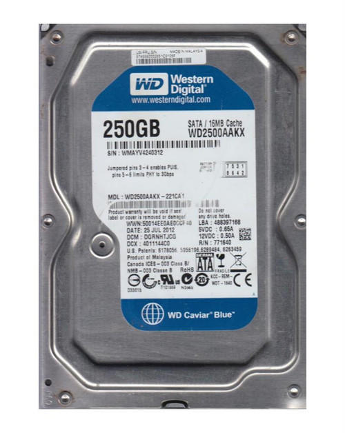 WD2500AAKX-221CA1 - Western Digital 250GB 7200RPM SATA 3.5-Inch HDD