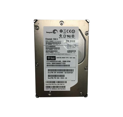 390-0334-03 - Sun 146GB 15000RPM SAS 3Gb/s 8MB Cache Hot-Pluggable 3.5-Inch Hard Drive