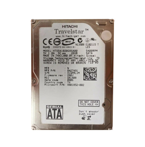 HTS541020G9SA00 - Hitachi 20GB 5400RPM SATA 8MB 2.5" HDD