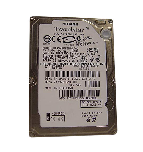 Hitachi HTS548060M9AT00 Discover Travelstar 5K80 Series