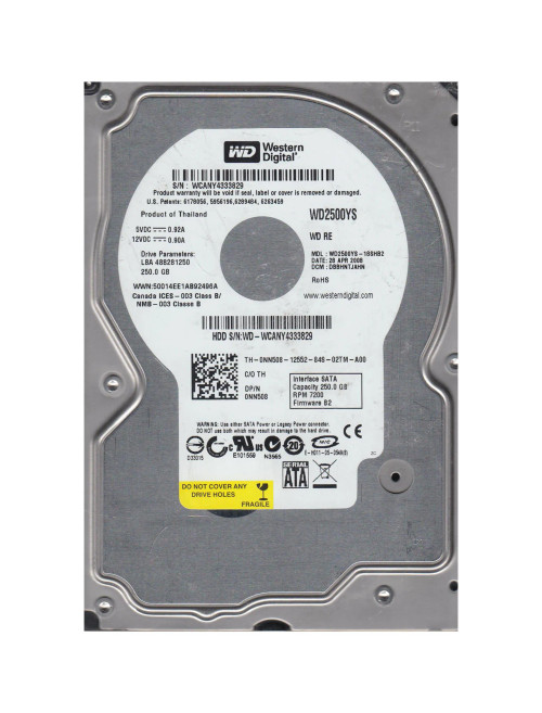 WD2500YS-18SHB2 - Western Digital 250GB 7200RPM SATA 3Gb/s 3.5" HDD