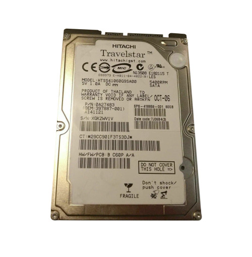418859-001 - HP 60GB 5400RPM SATA 2.5" HDD