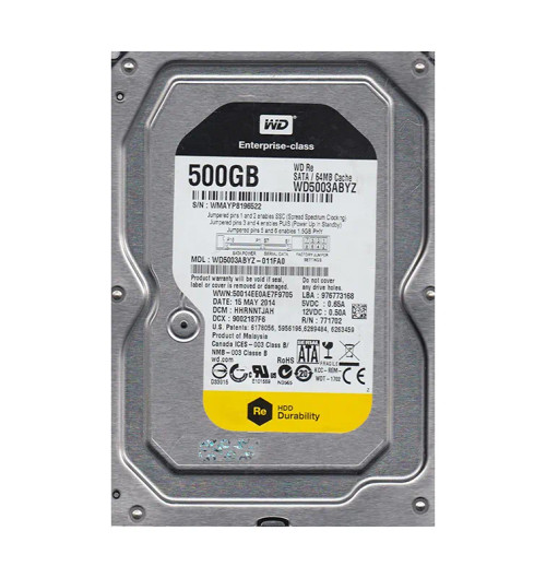 WD5003ABYZ-011FA0 - Western Digital 500GB 7200RPM SATA 6Gb/s 64MB 3.5" HDD