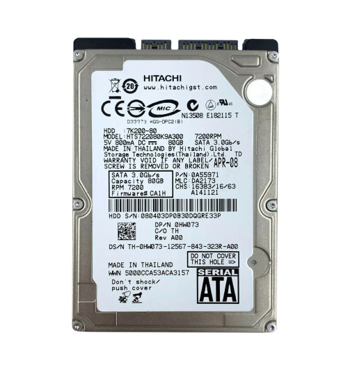 Hitachi HTS722080K9A300 80GB 7200RPM SATA 3Gb/s 2.5HDD