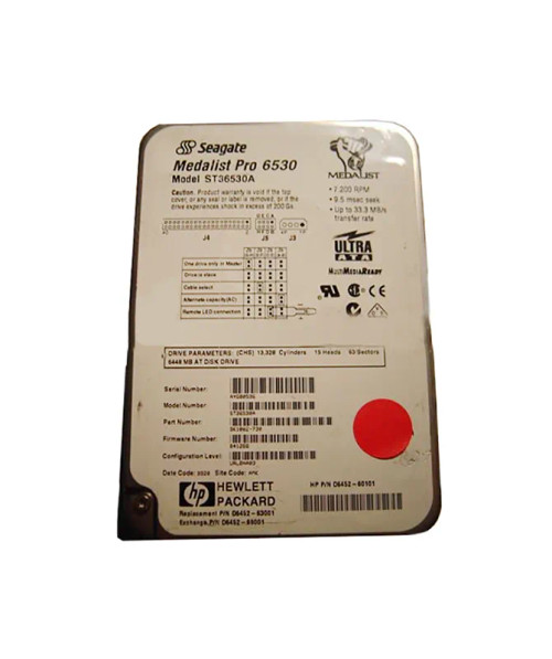 D6452-60101 - HP 6.4GB 7200RPM IDE Ultra ATA/33 3.5" HDD