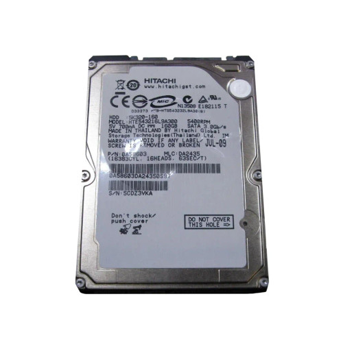 HTE543216L9A300 - Hitachi 160GB 5400RPM SATA 8MB 2.5" HDD