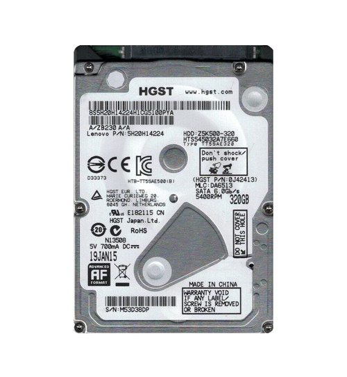 HTS545032A7E660 - Hitachi Travelstar Z5K500 Series 320GB 5400RPM SATA 6Gb/s 8MB Cache 2.5-inch Hard Drive