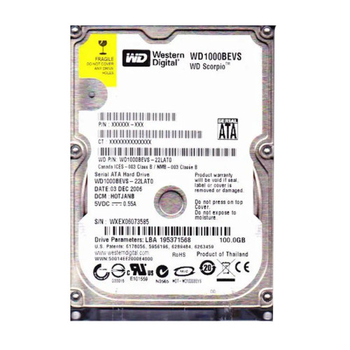 WD1000BEVS - Western Digital 100GB 5400RPM SATA 8MB 2.5" HDD