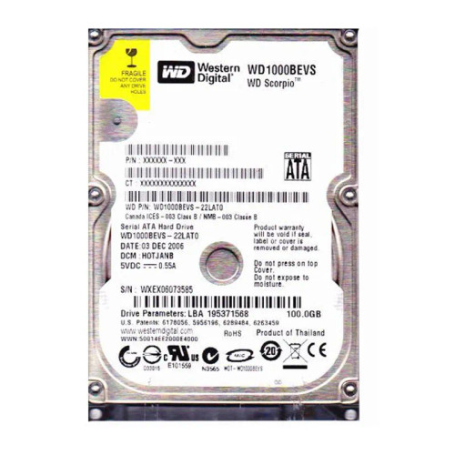 WD1000BEVS-22LAT0 - Western Digital 100GB 5400RPM SATA 2.5-Inch HDD