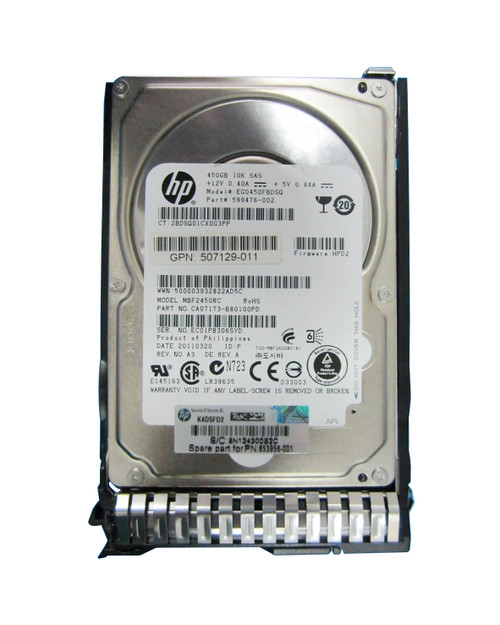 507129-011 - HP 450GB 10000RPM SAS 6Gb/s Dual Port Hot Swappable 2.5-Inch Hard Drive