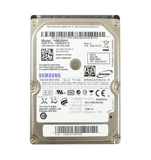 M912R - Dell 250GB 5400RPM SATA 2.5" HDD