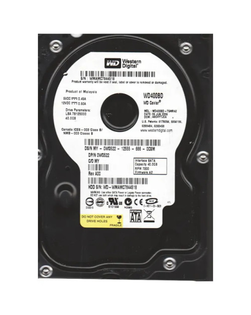 WD400BD-75MRA2 - Western Digital 40GB 7200RPM SATA 2MB 3.5" HDD