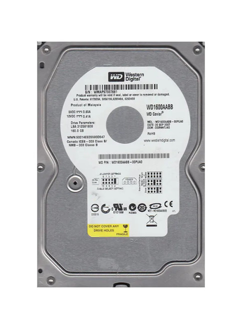 WD1600AABB-00PUA0 - Western Digital 160GB 7200RPM IDE 2MB 3.5" HDD
