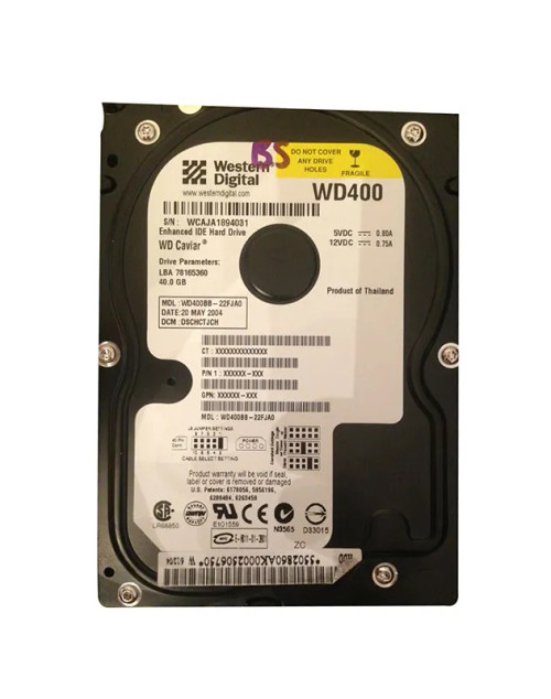 WD WD400BB-22FJA0 Caviar 40GB 7200RPM EIDE 3.5-Inch Hard Drive