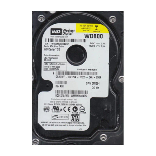 WD800JD-75JNC0 - Western Digital 80GB 7200RPM SATA 8MB 3.5" HDD