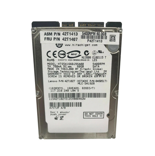 HTS541660J9SA00 - Hitachi 60GB 5400RPM IDE 2.5" 8MB HDD